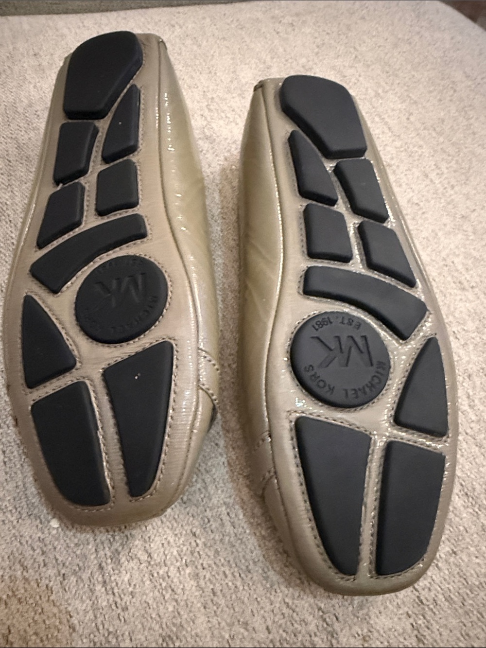 Michael Kors Olive Patent Leather MK Medallion Flats - Picture 3 of 4